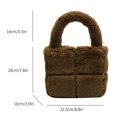thumbnail image 1 of Bolsa de mano de felpa a cuadros para mujer, de mano de piel sintética para otoño e invierno, cálido para el trabajo (café) Ehuebsd Para Estrenar, 1 of 8