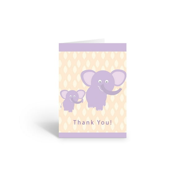 Cute Elephant Thank You Note Cards - 10 Cards and Envelopes - B14038