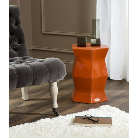 Safavieh Modern Hexagon Indoor/Outdoor Garden Patio Stool, Orange