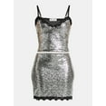 thumbnail image 5 of No Boundaries Sequin Mesh Tank Top and Lace Mini Skirt Set, 2-Piece, Women's, 5 of 5