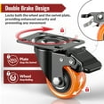thumbnail image 3 of HOLKIE 2 inch Swivel Caster Wheels with Safety Total Lock,(4 pack)360 Degree Heavy Duty Plate Casters,Orange, 3 of 8