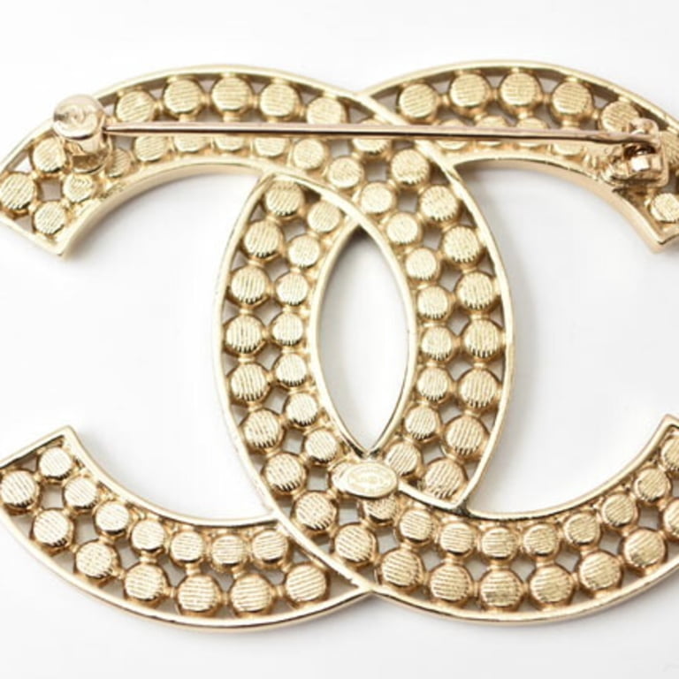Pre-Owned CHANEL Brooch Pin Coco Mark Rhinestone Gold - Walmart.com