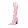 thumbnail image 2 of Tejiojio Clearance Woman's Head Thick Heel Bright Leather High Heel Boots Side Zipper Middle Boots, 2 of 3