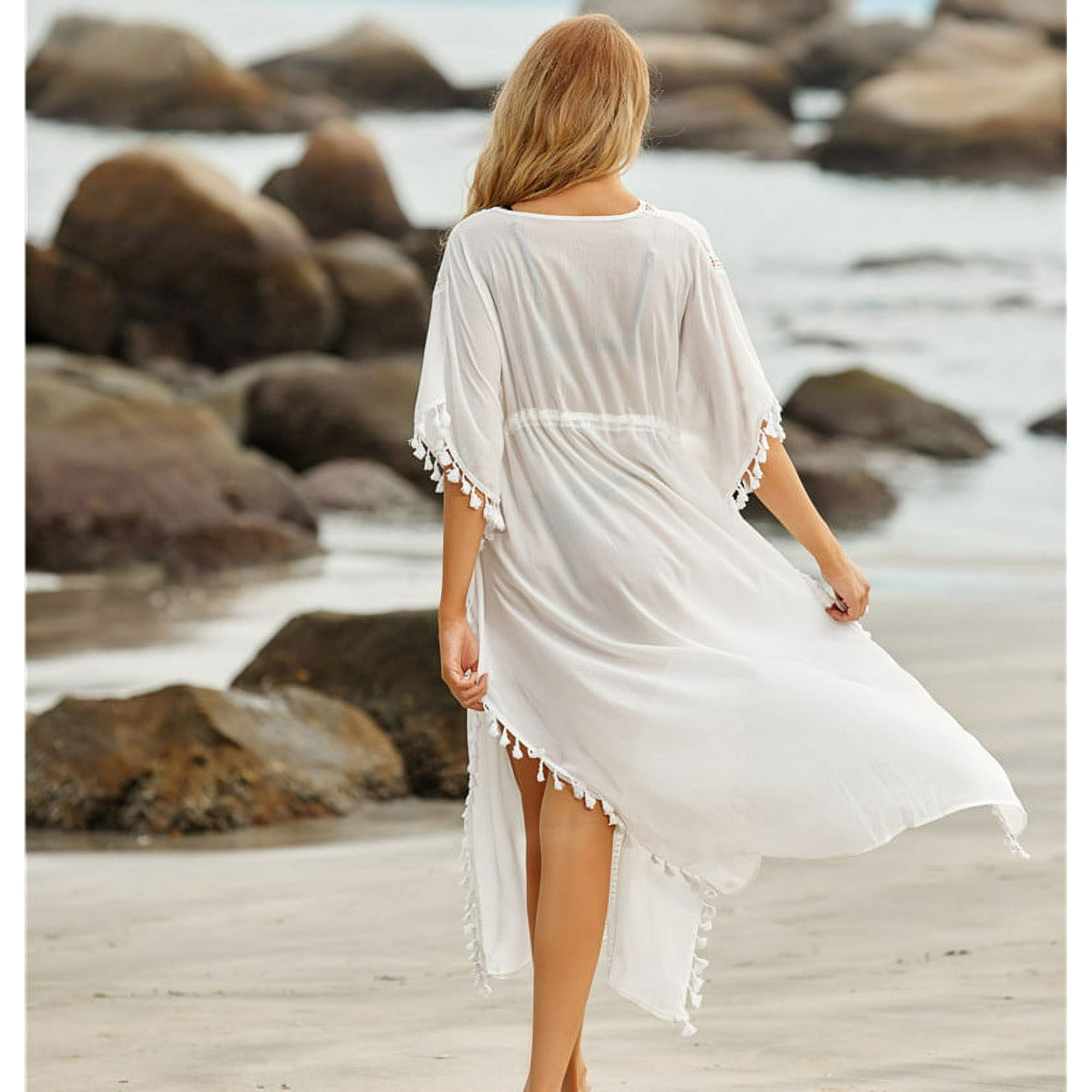 Women s Swimsuit Cover Ups for Swimwear Sexy Lace up Crochet Open Front Beachwear Cover Up WhiteWomen s Sexy Thin Mesh Long Sleeve Tie Front Swimsuit Swim Beach Maxi Cover Up Walmart