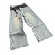 thumbnail image 2 of WILLBEST Pantalones Mujer Pantalones Vaqueros de Estilo Callejero Para Hombre, Holgados, Rectos, Con Pierna Ancha, Cinturón Ancho, Estampado de Insignias, Pantalones Largos Casuales Para Uso Diario, 2 of 5