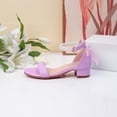 thumbnail image 5 of Krdevn Ankle Strap Open Toe Block Heel Dress Sandals, Pearl and Bow Detail Lightweight Party Shoes (Little Girls, Big Girls),7-8 Years, 5 of 8