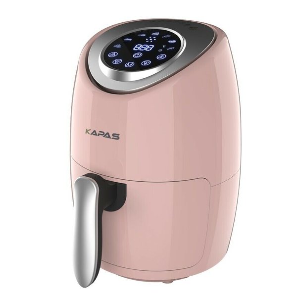 Cocina de horno con freidora de aire con perilla o opciones de control digital, capacidad de 2.2 cuartos de galón, 3 colores, rosa, amarillo, turquesa KAPAS KPS-AF6006CPK