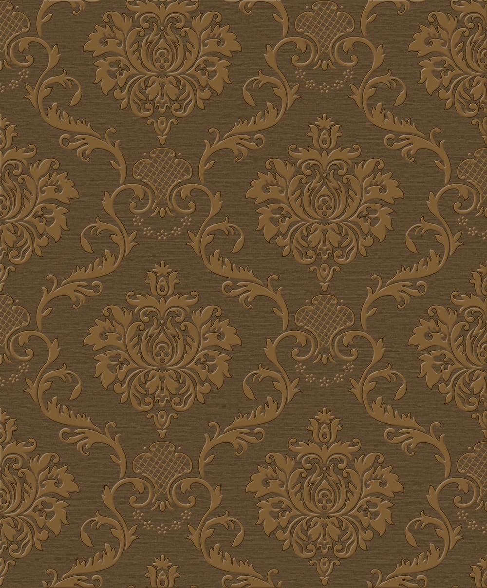 Classic Gold, Dark Mustard Yellow Damask Vines Wallpaper Roll Walmart