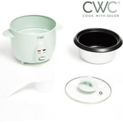 COOK WITH COLOR 6-Cup Rice Cooker 300-Watt Cooking Pot Kitchen Appliance, Sage