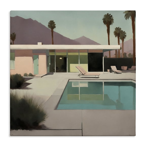 Stupell Industries Californian Pool View Landscape & Nature Painting Wrapped Canvas Art Print Wall Art, 17 x 17