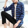 thumbnail image 5 of Camisas a cuadros para hombre, camisas informales con botones de manga larga, moda urbana para primavera y otoño, blusas ajustadas de marca para hombre, blusas suaves y cómodas, 5 of 5