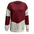 thumbnail image 5 of IROINNID Reduced Womens Sweater Knit Round Neckline Pullover Sweater Color Block Comfy Mid-Length Long Sleeve Sexy Ruched Blouse Tops, 5 of 5