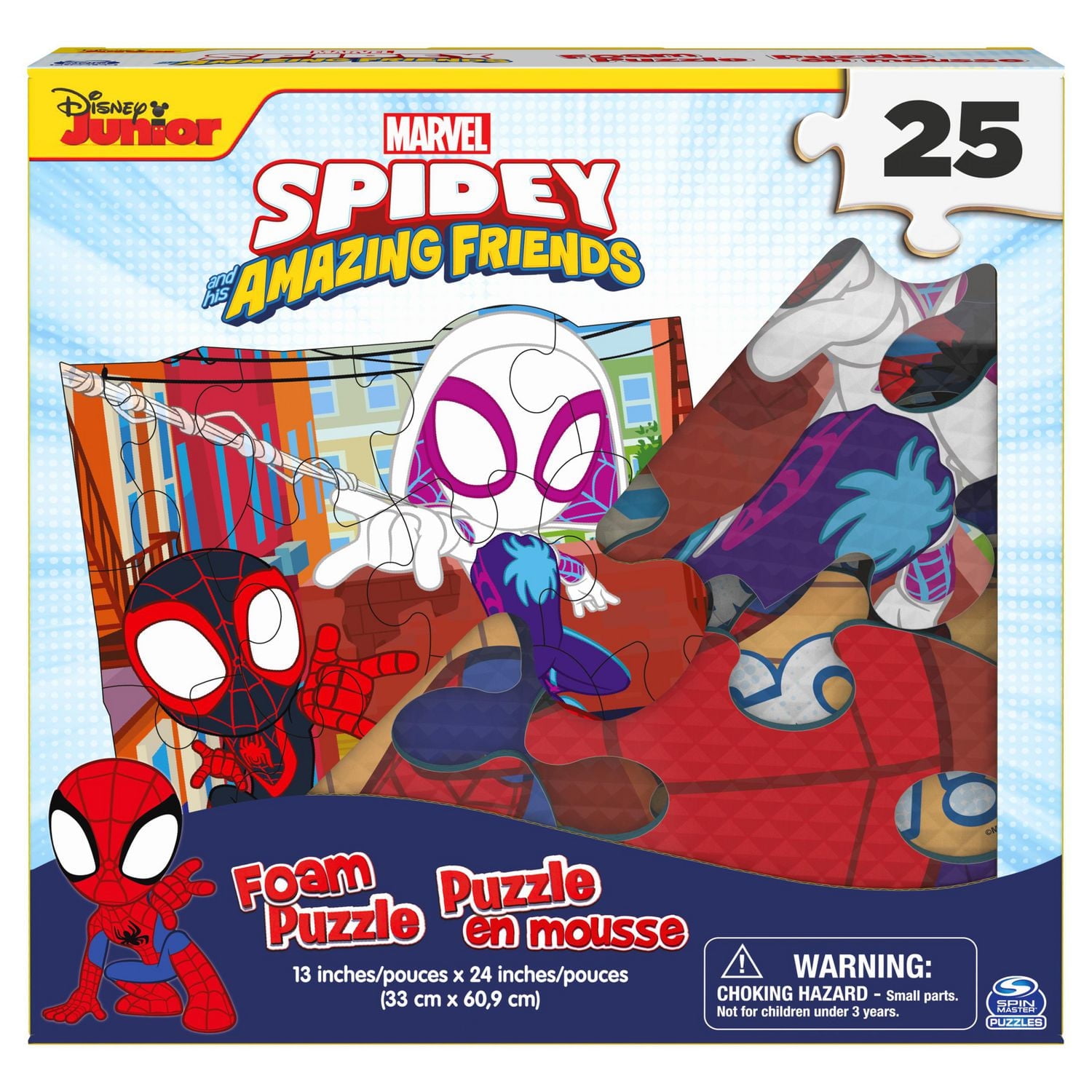 Marvel, 25-Piece Jigsaw Foam Squishy Puzzle Go Spidey! Disney Junior Spidey and his Amazing Friends Show, for Kids Ages 4 and up