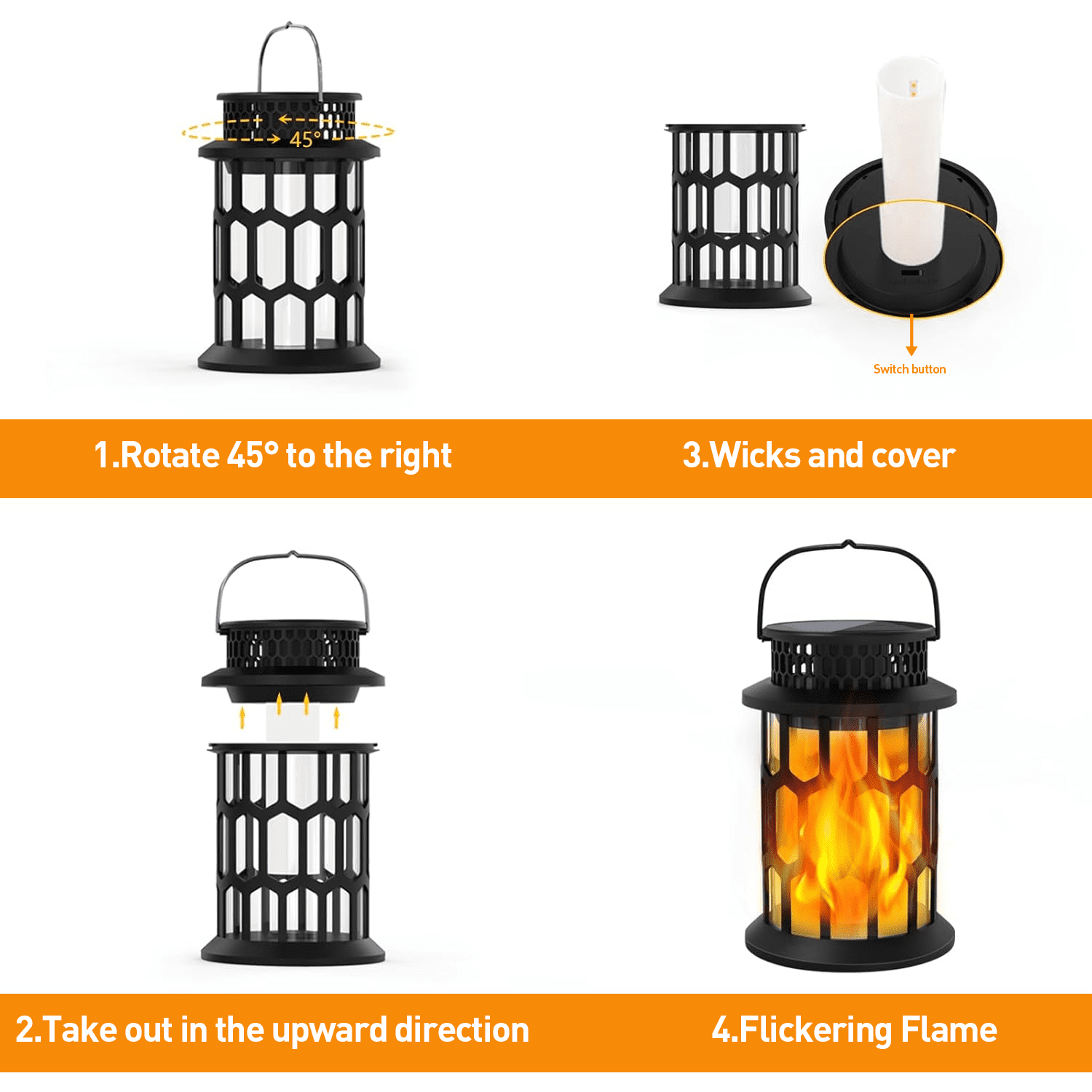 SZRSTH Solar Lights Outdoor, Flickering Flame Solar Lanterns for Garden Patio Yard Decorations