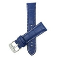 thumbnail image 1 of 24mm Mens' Alligator Style Leather Watch Strap Band, White Stitching, Stainless Steel Buckle, 1 of 7