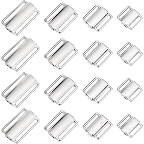 1 Set 32Pcs 4 Sizes Metal Bra Strap Hooks Bikini Clips Bra Hooks Replacement Bra Hook Closure Bra Strap Clips for DIY Craft Bra Swimsuit Lingerie Sewing Swimsuit Adjustment Slides