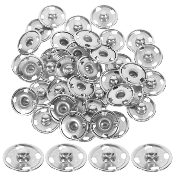 HAMPPLIES Sew On Button Snaps 50 Sets for Woolen Overcoat and Down Jacket Silver Color