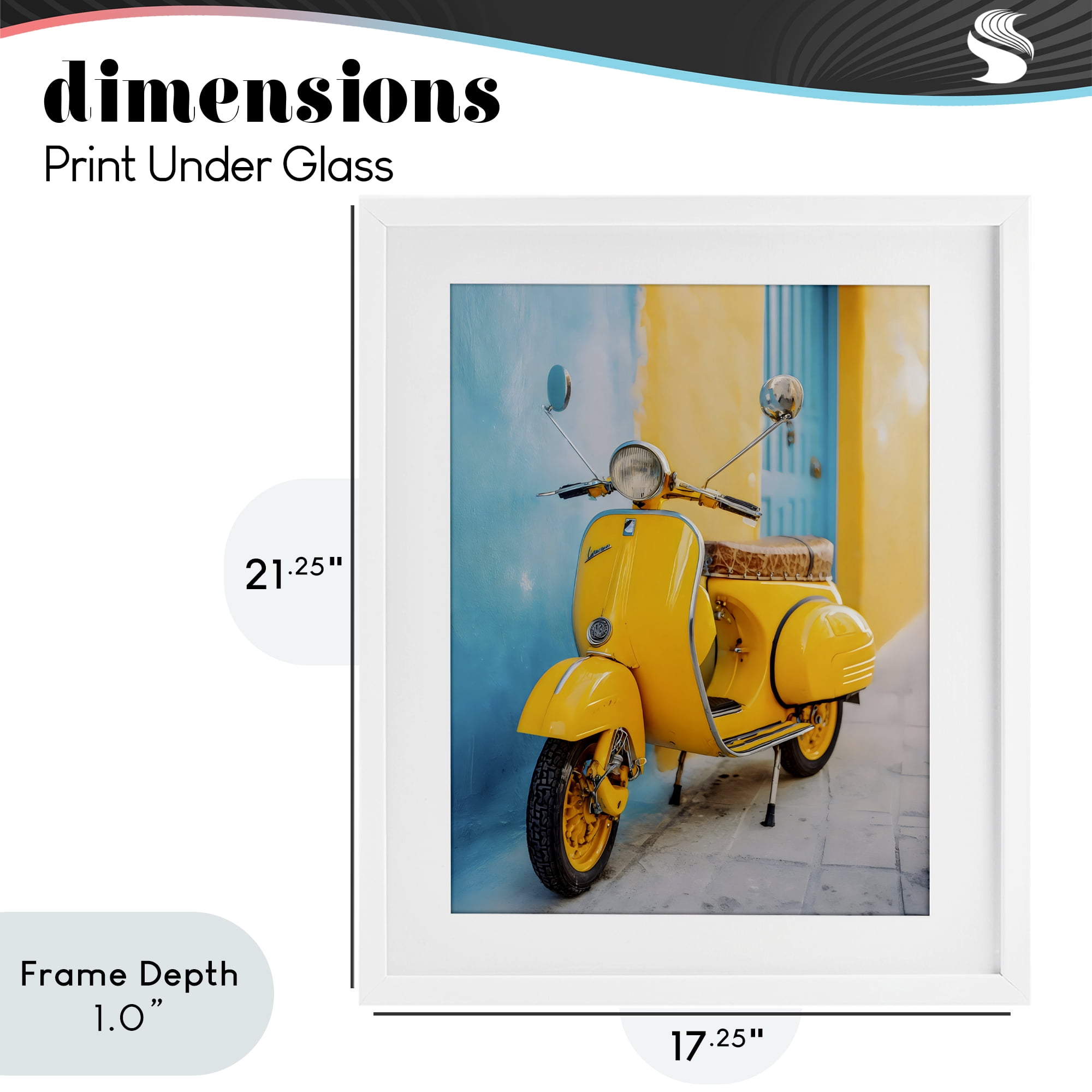 Stupell Industries Sunny Ride Vintage Moped White Framed Print Under Glass, design by Franklyn Gregory