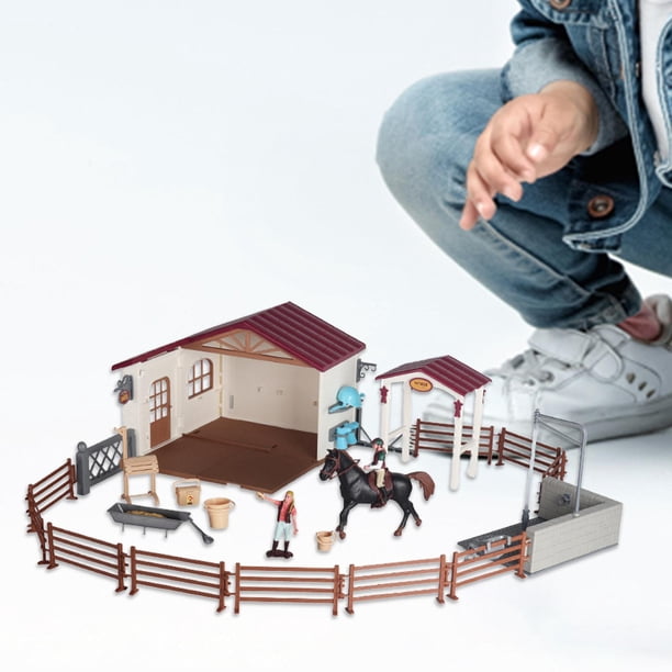 Juego de modelo de , juguete educativo, colección de adultos, simulación, modelo de bricolaje, juego de casa para niños, juguetes Caballo Baoblaze Mundo de la granja