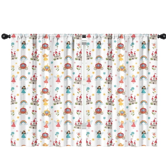 Blackout Kids Curtains,Fairy Princess Castle Pattern Childrens Insulated Curtains Set Of 2,Bedroom Essentials,Toddler Room Decor 42"x63"