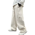 thumbnail image 2 of Bixock Boys Sweatpants High Waist Cargo Pants Kids Trousers Elastic Waist Solid Color Side Pocket Loose Stretch Fall Winter Outdoor Sport Casual Wear Size 5-6Years, 2 of 5