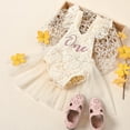 thumbnail image 4 of IBTOM CASTLE Baby Girl 1st Birthday Outfit Lace Tulle Romper Princess Tutu Dress Headband Shiny ONE Cake Smash Photo Shoot Clothes 9-12 Months Apricot, 4 of 9