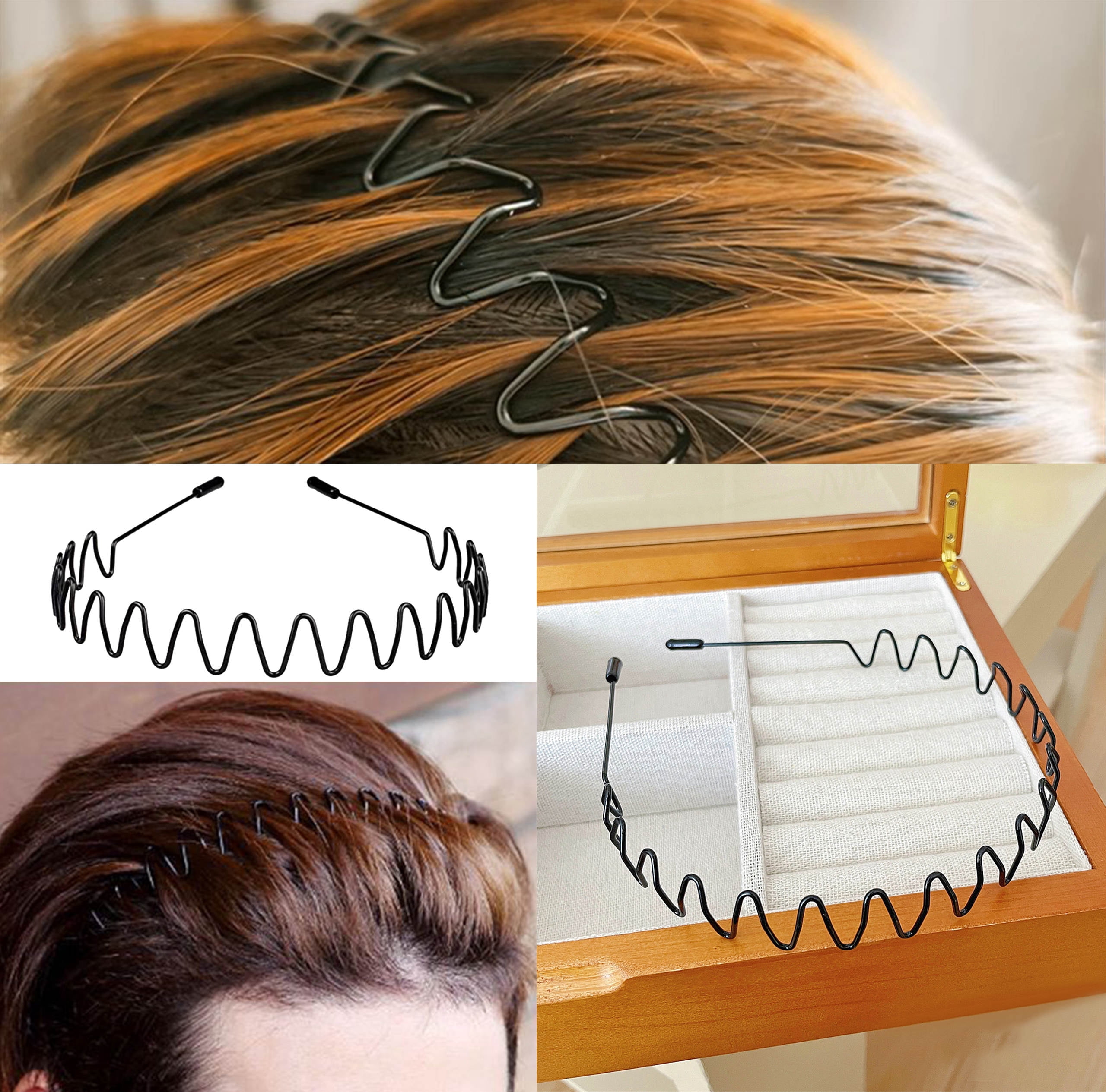 ⚡Men Z-New 1pcs Metal Fashion Unisex Wavy Outdoor Sport Simple Elastic Headbands Amazon.com : LERNOU Hair Band for Men Metal Headbands Wavy  main image 2