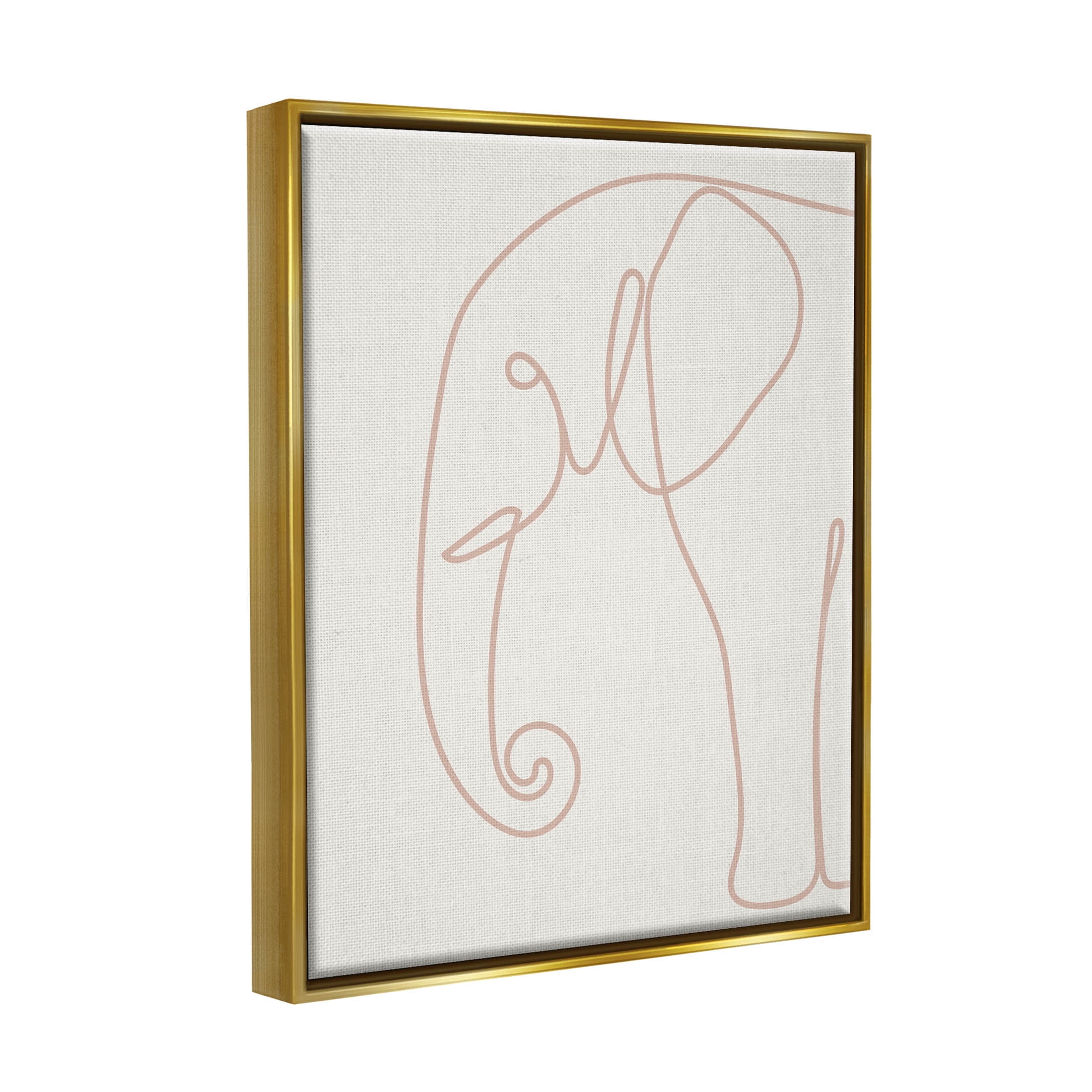 Elephant Doodle Outline Shape Animals & Insects Graphic Art Metallic Gold Framed Art Print Wall Art