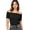 Black, variant on CAIVO Women Casual Solid Color Off Shoulder Ribbed Knit Tops Summer Fashion Tee Shirt Soft Stretchy Comfortable Basic Blouse Short Sleeve Solid Color Cozy Dailywear