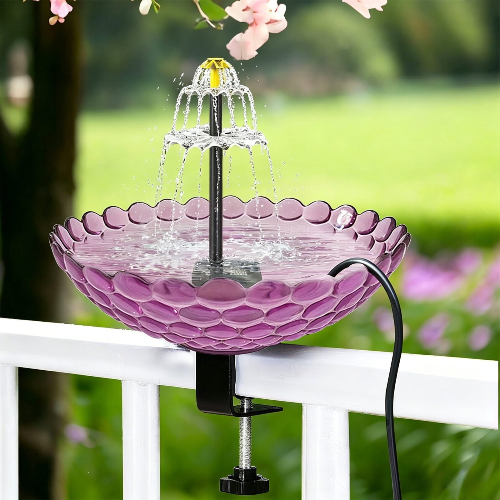 MMJ Solar Fountain Bird Bath Outdoor Garden Mini Solar Powered Bird Bath Basin for Backyard Decoration Metal