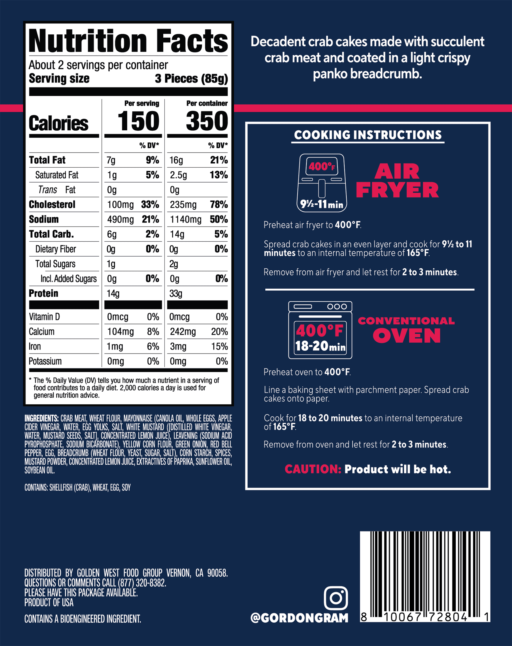 By Chef Ramsay Crab Cakes Appetizer, 7 oz Box (Frozen)