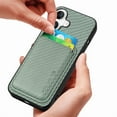 thumbnail image 3 of Dteck Detachable Back Cover for iPhone 16 with Card Holder, Magnetic Wallet Pocket Carbon Fiber Texture PU Leather Slim Phone Case, Green, 3 of 12