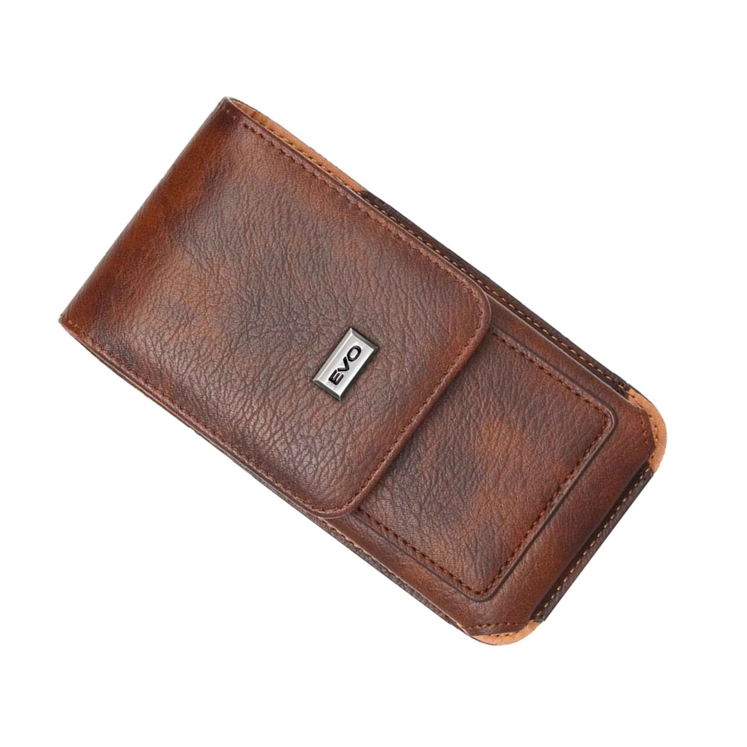 Stylish EVO 6.9" Vertical Leather Pouch - Brown