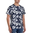 thumbnail image 4 of Yiaed White Leaves Print Mens Short Sleeve Tight Fit T-Shirt, Crewneck Casual Tee-Large, 4 of 5