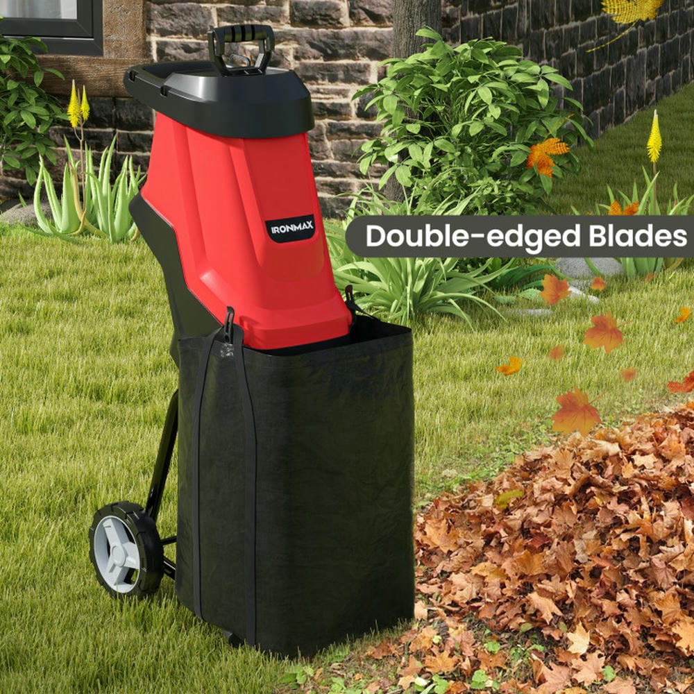 Kadyn 15-AMP Electric Wood Chipper and Shredder Leaf Mulcher with Wheels-Red