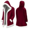 thumbnail image 2 of QATAINLAV Christmas Jacket for Men Warm Lined Winter Fleece Hooded Cardigan Funny Santa Claus Coat, Wine, XL, 2 of 9