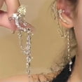 thumbnail image 2 of GKNET Luxury 925 Sliver Plated Crystal Pearl Long Tassel Earrings Dangle Delicate Jewelry Women-2pcs Earring#9, 2 of 8