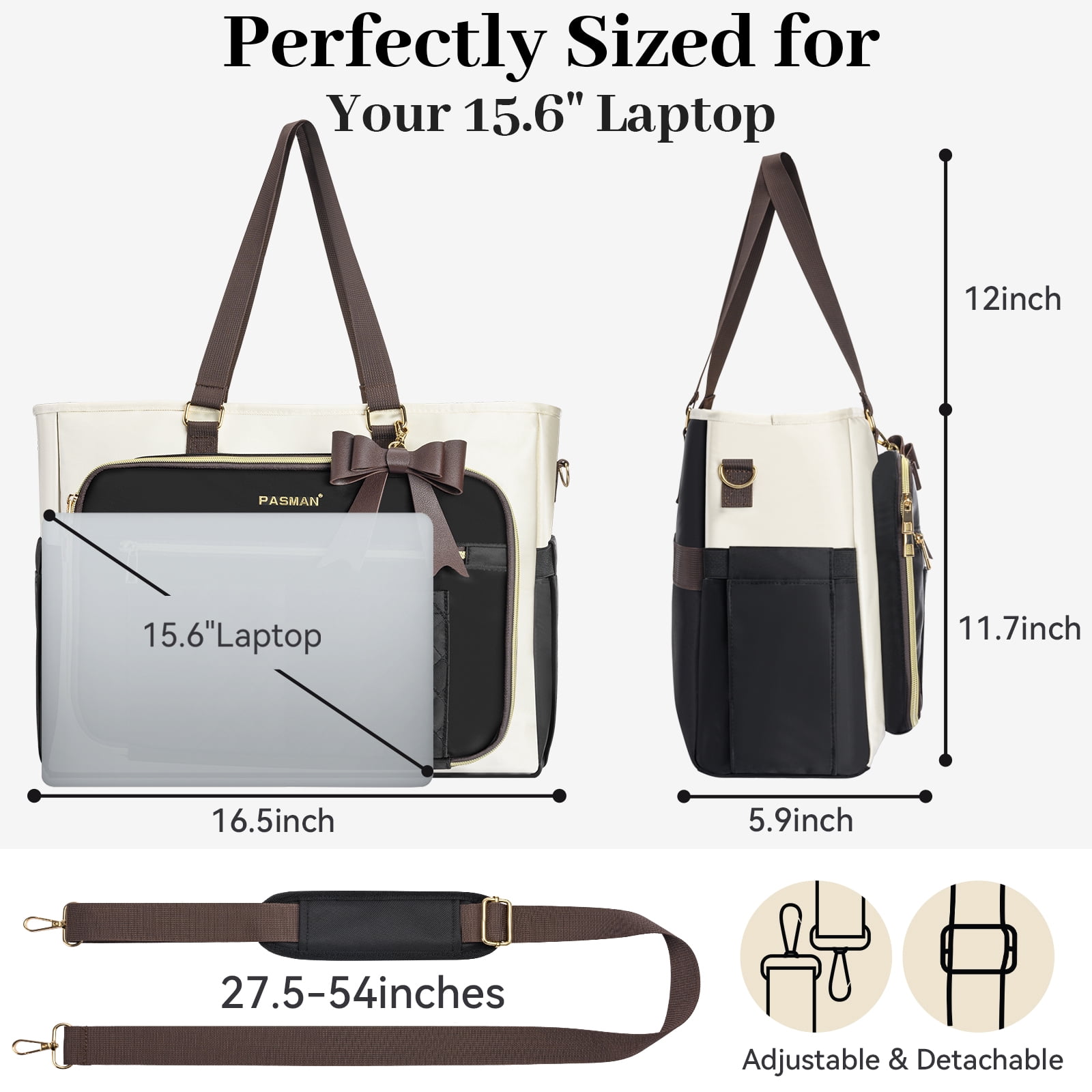 Teacher Tote Bag for Women - Multi-Pocket Laptop & Nurse Work Bag with Cup Holder, Structured Business Briefcase Computer Purse（Brown）