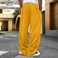 thumbnail image 3 of Dresfit Linen Pants for Men Baggy Wide Leg Sweatpants Winter Fall Drawstring Big and Tall Sweat Pants Uncuffed Elastic Waist Oversized Lounge Pants M, 3 of 3
