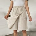 thumbnail image 5 of IWRICH Women's Casual Skorts High Waist Summer Linen Knee Length Shorts Solid Tennis Golf Beach Loose Trendy Skirt with Pockets Beige XXL, 5 of 7