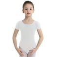 thumbnail image 6 of RUNQHUI Kids Girls Classic Short Sleeves Leotards Ballet Dance Gymnastics Leotard Unitard White 12, 6 of 8