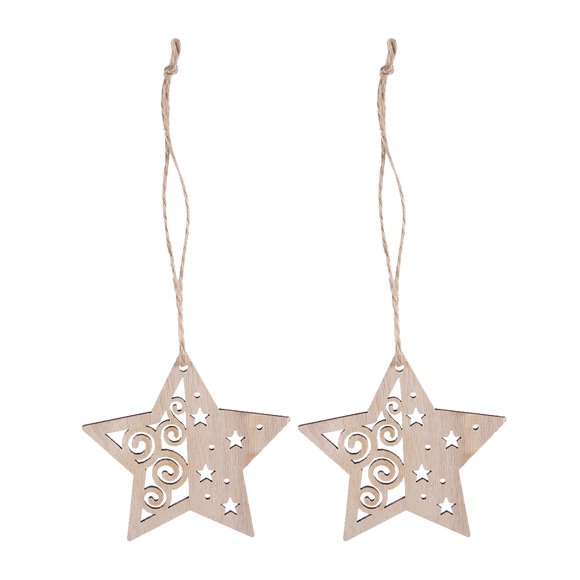 10 Pcs Arbre de Noël Suspendu Pendentif en Bois Créatif Bois Naturel Tranches Creux Vague Étoilée Arbre de Noël Suspendu Ornement Suspendu Plaque pour la Fête de Noël