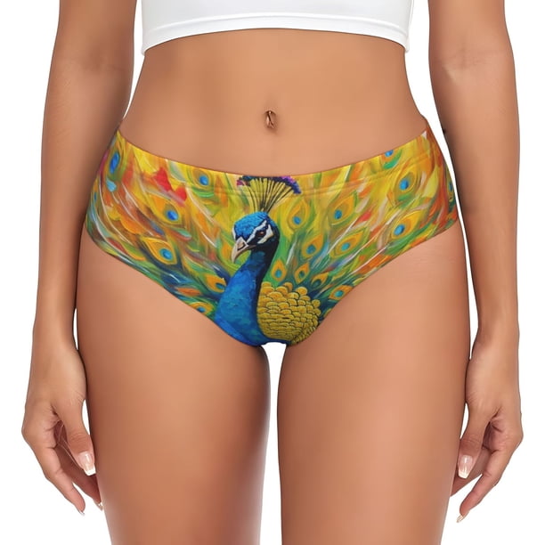 Fotbe Peacocks Calzones Estampados para Mujer – Ropa Interior de Algodón, Cómoda, Suave y Elástica-4X-Large