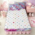 thumbnail image 4 of Erosebridal Cute Rainbow Unicorn Zipper Full Size Comforter Sets with Fitted Sheet and 2 Pillowcases for Girls, Pink Blooming Groovy Rose Zipper Bedding Set, Polkadot Reversible, 4pcs, 4 of 7