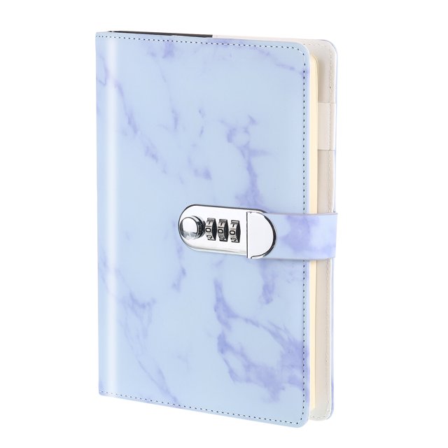 Diario A5 Uxcell con cerradura, cuaderno de cuero para journaling lindo, diario de mármol, púrpura