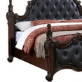 thumbnail image 4 of Moni King Bed, Black Button Tufted Classical Upholstery, Cherry Brown Wood, 4 of 6
