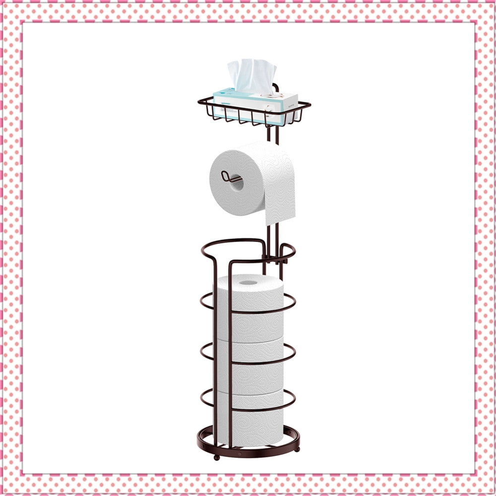 Bronze Freestanding Toilet Paper Holder with Storage Shelf