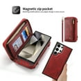 thumbnail image 6 of Feishell Multifunctional Crossbody Wallet Case for Samsung Galaxy S24 Ultra,Magnetic Detachable Case Premium PU Leather Zipper Pocket Multi Card Slots Phone Case with Wrist Strap & Shoulder Strap,Red, 6 of 10