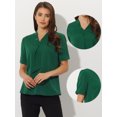 thumbnail image 2 of Blusa de gasa con cuello en V Allegra K Casual Manga Corta Verde Oscuro L, 2 of 5
