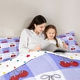 thumbnail image 4 of Homewish Cartoon Cherry Print Bedding Comforter Set 7pcs, Princess Ribbon Bowknot Queen Bedding Sets, Purple Patchwork Plaid Reversible Queen Sheet Sets, Lightweight Room Decor, 4 of 7